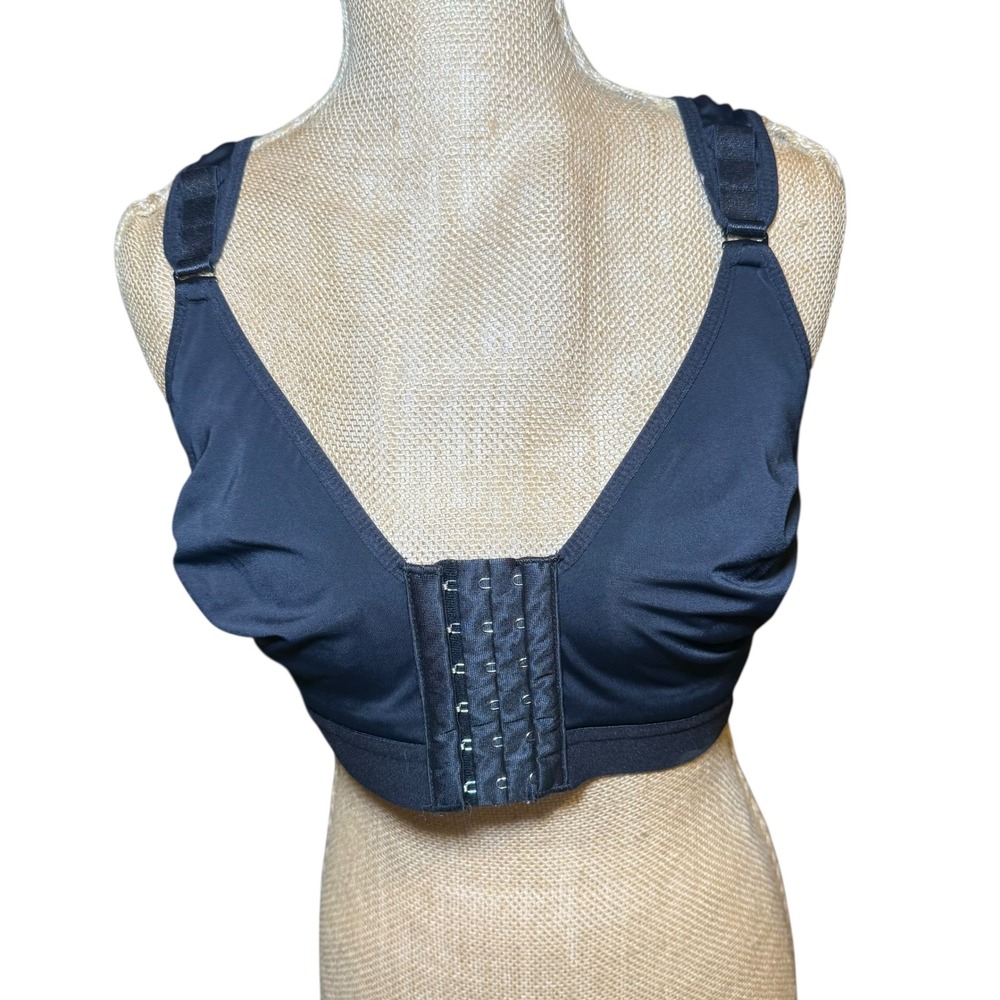 Womens Black Front Closure‎ Comfort Support Bra Racerback Adjustable Straps XL